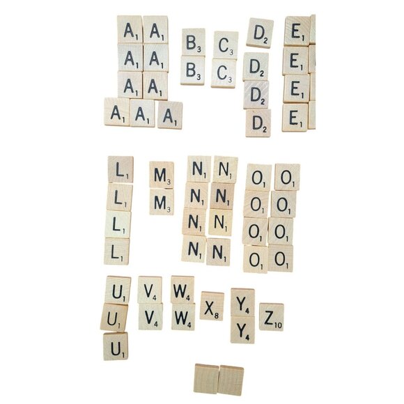 Vintage Scrabble Letter Wood Tiles 1948 Replacement Original 105 Tiles Included - Picture 2 of 5